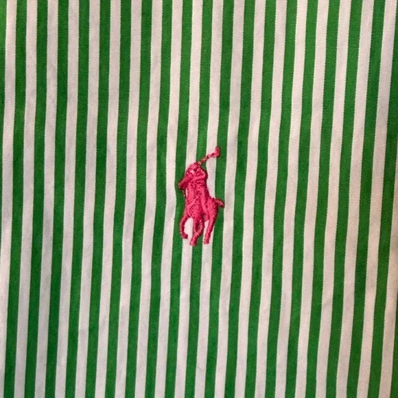 Ralph Lauren Men's Green and White Striped Shirt - Picture 3 of 9